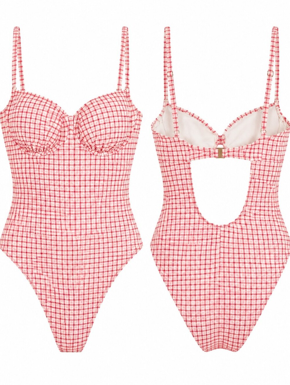 Solid & Striped Gingham Underwire One Piece Swimsuit Red White M NWT Retro PinUp